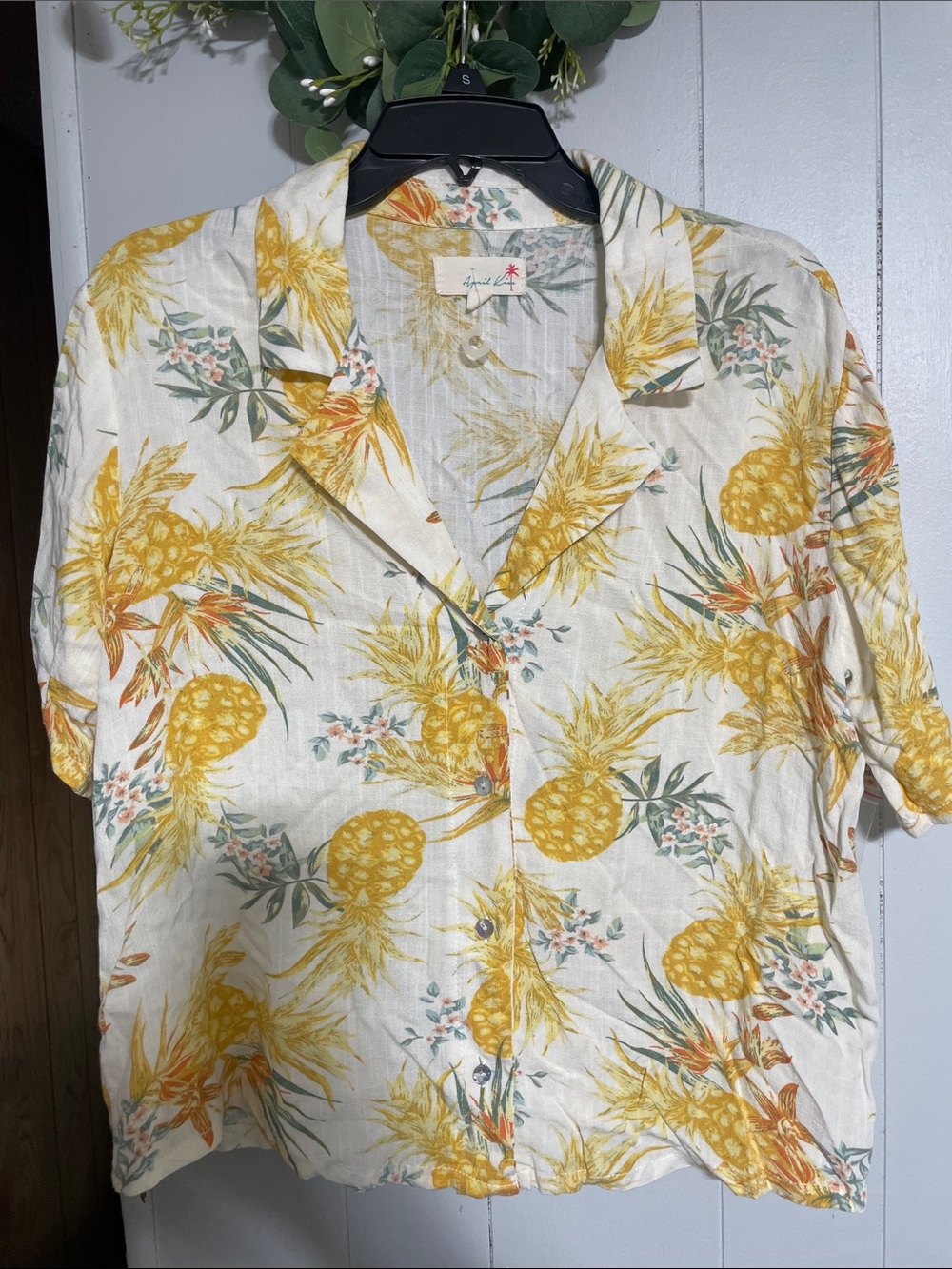 Tropical Pineapple Button-Down Shirt - Yellow